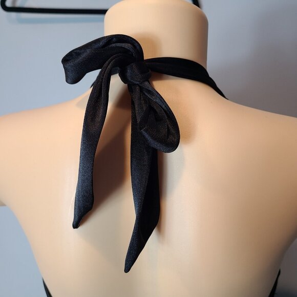 Vtg Y2K Speechless Halter Pleated Dress Size Small Black Babydoll Satin Gatsby - Picture 9 of 12